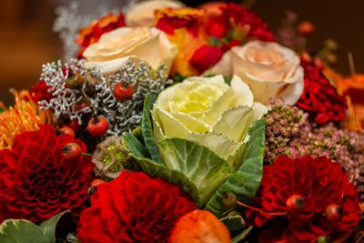 Herbst Strauss Mit Zierkohl Und Dahlien