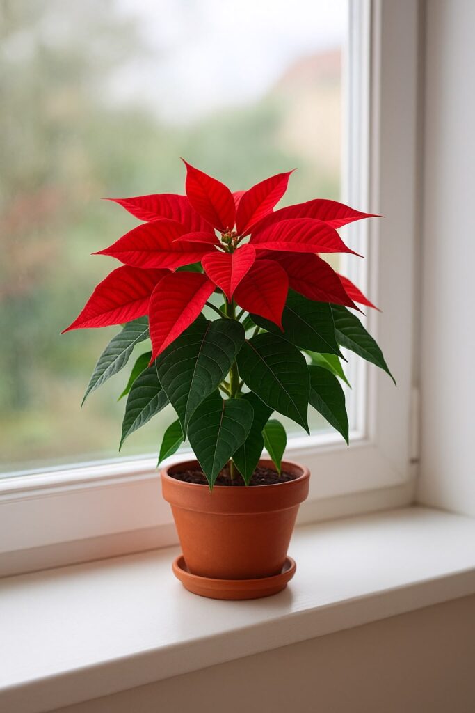 Weihnachtsstern am Fensterbrett